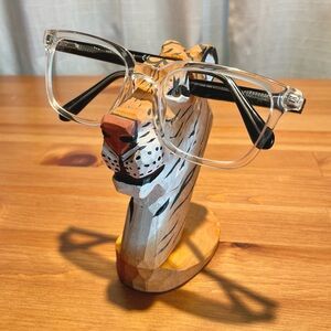 VTG Peepers Tiger Glasses Holder Sunglasses Decor Handmade Carved Painted Orange